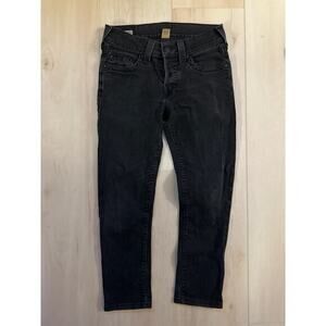 True Religion Mens‎ ROCCO Relaxed Skinny Black Denim Jeans 29x25 Casual Classic